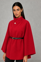 Nancy | High-Neck Belted Cape Jacket — studio_three_quarter — Helena [4a09a797-cbbf-45e1-9f03-7cf3f9e46176]