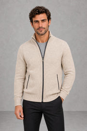 George | Textured Full-Zip Cardigan — studio_front — James [c73f7325-a202-47a5-9243-03f87edd18a8]