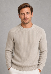 Adam | Raglan Ribbed Crew-Neck Jumper — studio_front — Charles [5dd49b7a-d465-44dc-9c16-d54daf7331fc]