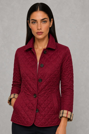 Tessa | Check-Cuff Quilted Jacket — studio_front — Helena [66cca7a9-185f-4553-a254-b8abe2c3e5a4]
