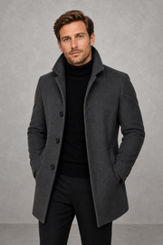 Callum | Stand-Collar Button-Front Coat — studio_front — Charles [201d6406-196e-474e-ae23-d04539b43eff]