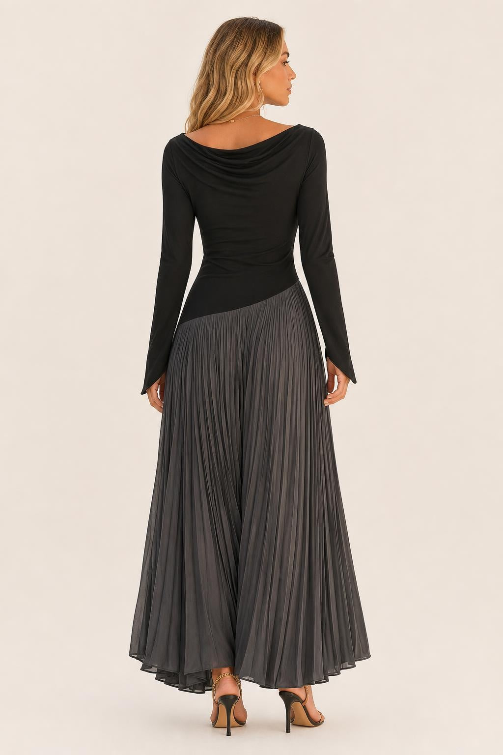 Celeste Draped Colour-Block Maxi Dress — studio_back — Sofia [7c85ff28-8156-4018-b88a-f562b811e54a]