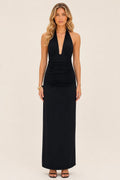 Norah | Plunging V-Neck Halter Maxi Dress with Side Split