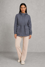 Lucy | Drawstring-Waist Hooded Jacket — studio_front — Helena [1f764ffe-3641-4351-b9b0-68d096d4cc2b]