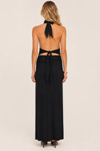 Norah | Plunging V-Neck Halter Maxi Dress with Side Split