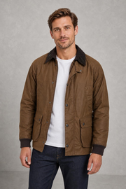 Oliver | Contrast-Collar Barn Jacket — studio_front — Charles [1e941829-55c6-46f6-9d64-dfdbe8f094b5]