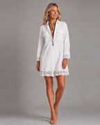 Isla | Eyelet-Trim Button-Front Mini Dress