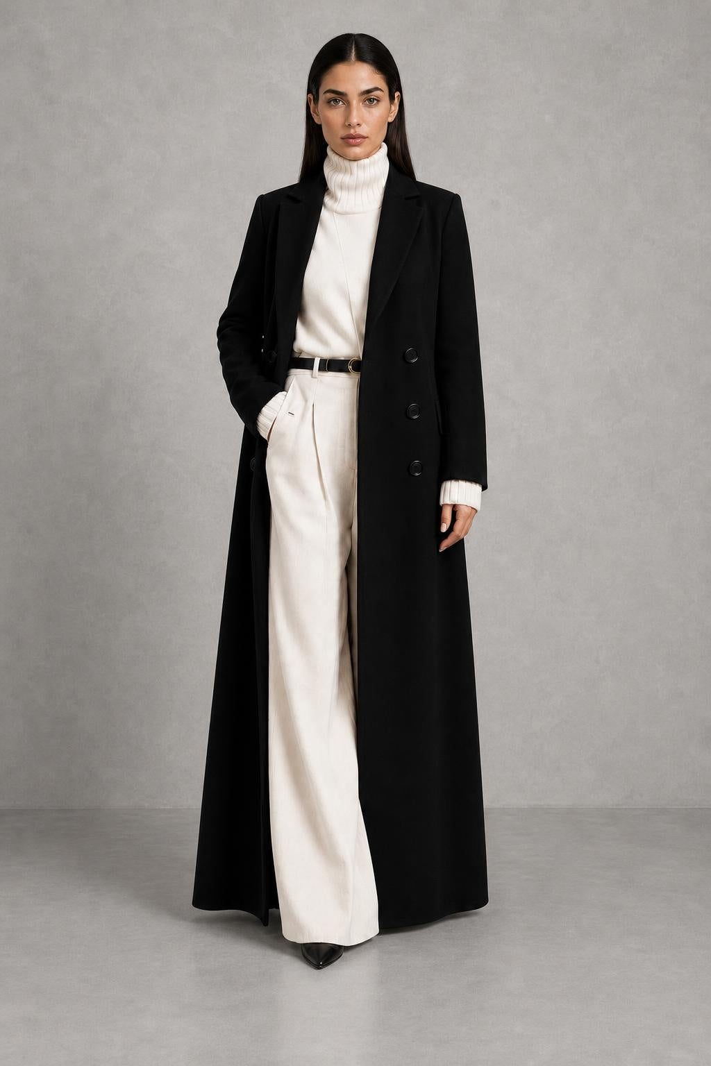 Rose | Notch-Lapel Longline Coat — lifestyle — Helena [12860352-a17e-46e8-ac07-f0aa2d2e65da]