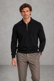 Noah | Polo-Collar Quarter-Zip Jumper — studio_front — James [79ae821c-de91-4461-a91b-70f2a568e929]