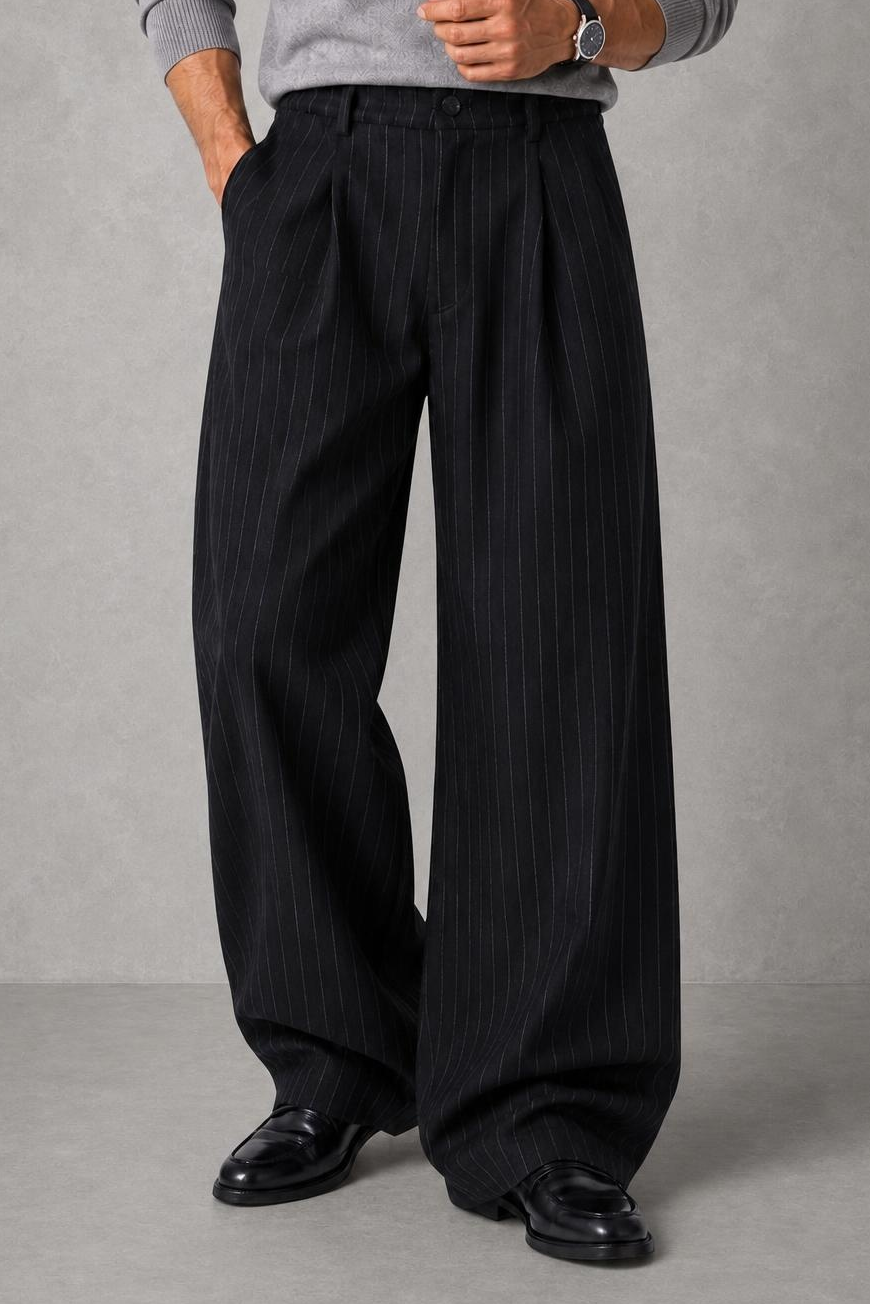 Isaac | Pinstripe Wide-Leg Trousers — studio_three_quarter — Charles [d01ba69d-072d-4444-911e-c9c38bdb795f]