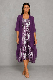 Additional view of Olivia | Floral Two-Layer Midi Dress