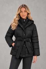 Hannah | Tie-Waist Quilted Hooded Jacket — studio_front — Sofia [5f64cd24-e162-4677-a171-c1d00fcb6fff]