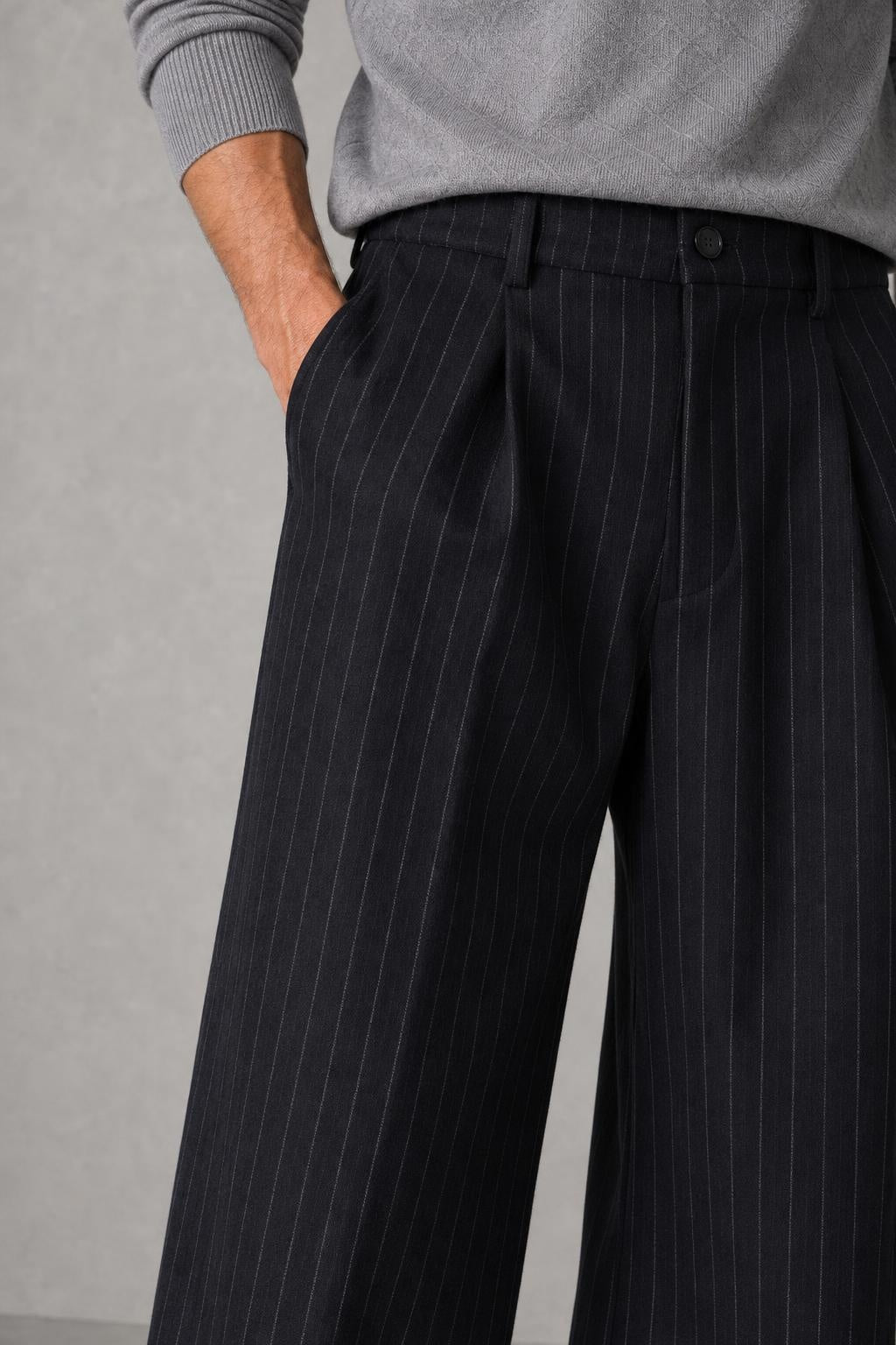 Isaac | Pinstripe Wide-Leg Trousers — studio_closeup — Charles [8a2708db-a534-467d-8c6d-80b96f74d998]