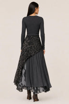 Georgia | Animal-Print Overlay Knit Maxi Dress