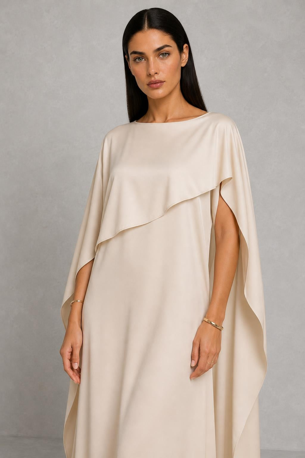 Summer | Round-Neck Draped Cape Maxi Dress — studio_closeup — Helena [fb0a0d00-d834-48f1-907f-b1f3bd68d327]