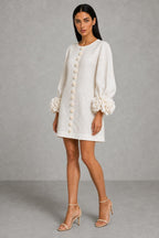 Additional view of Henrietta | Rosette-Cuff Button-Front Mini Dress
