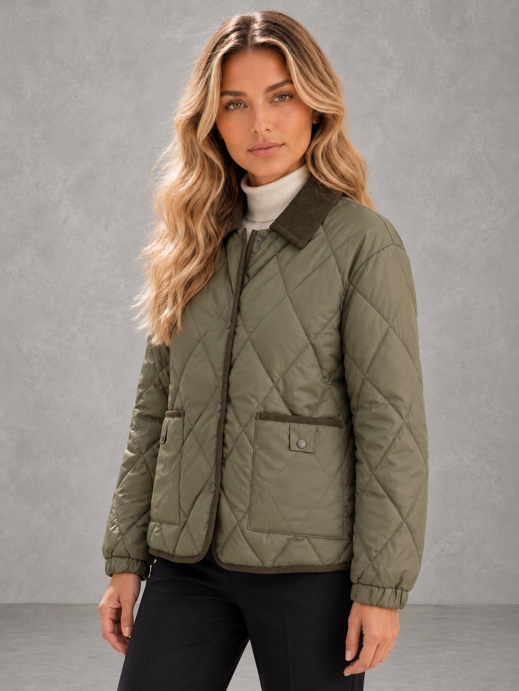 Harper | Contrast-Collar Quilted Jacket