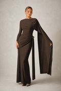 Elsie Draped Cape Sleeve Maxi Dress