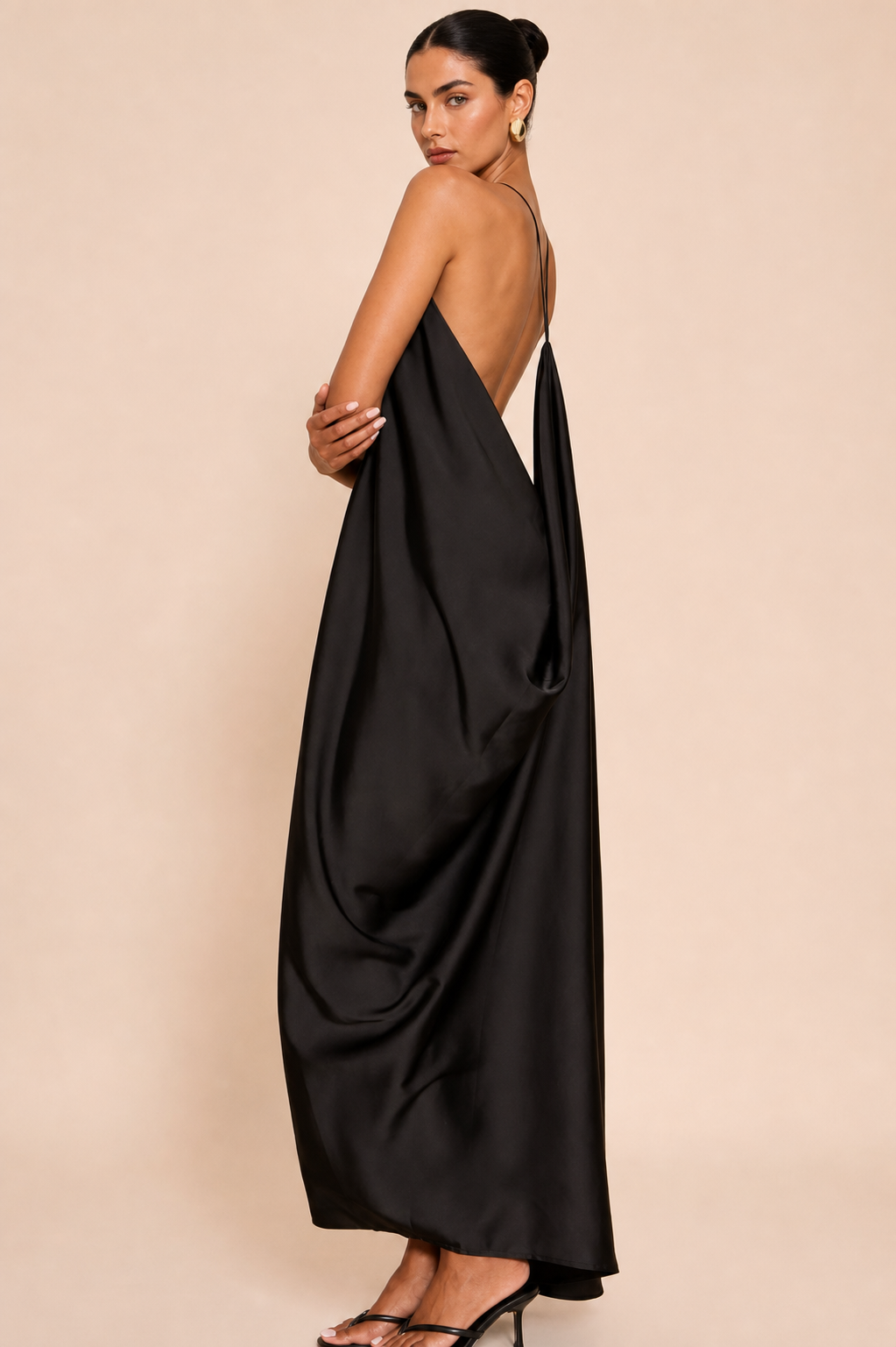 Vivianne | Cross-Back Satin Maxi Dress