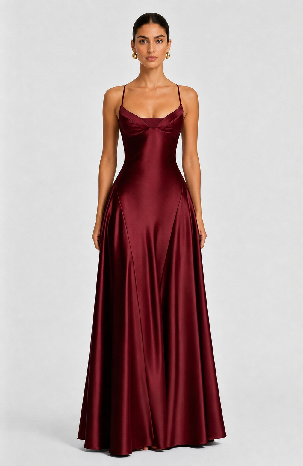 Delfina | V-Neck Satin Maxi Dress