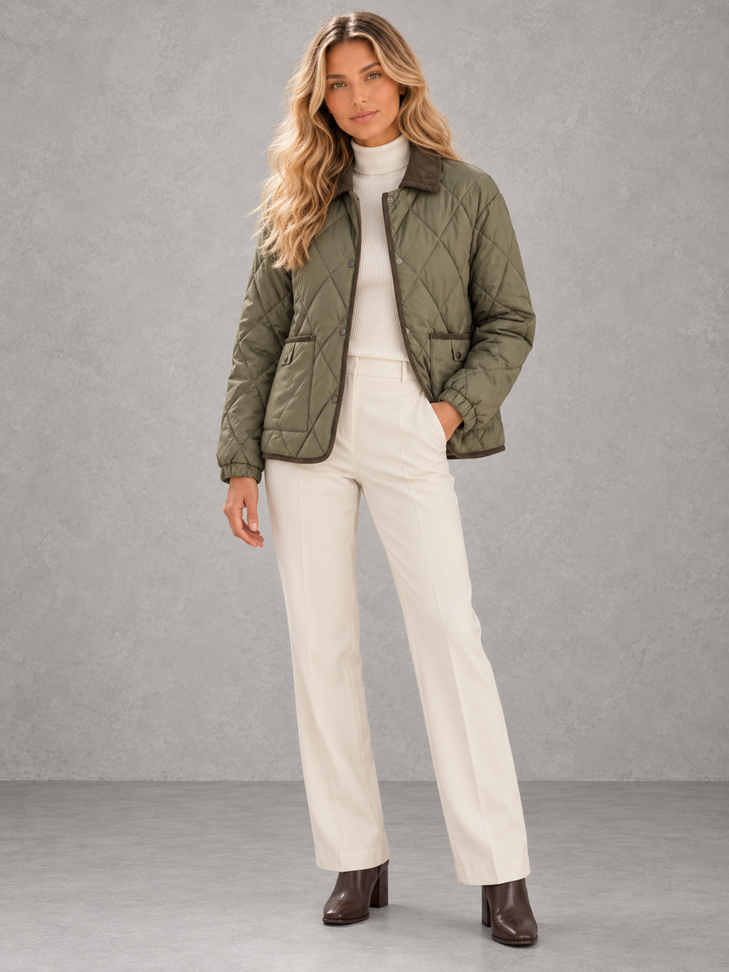 Harper | Contrast-Collar Quilted Jacket