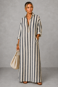 Nadia | Striped Shirt Maxi Dress