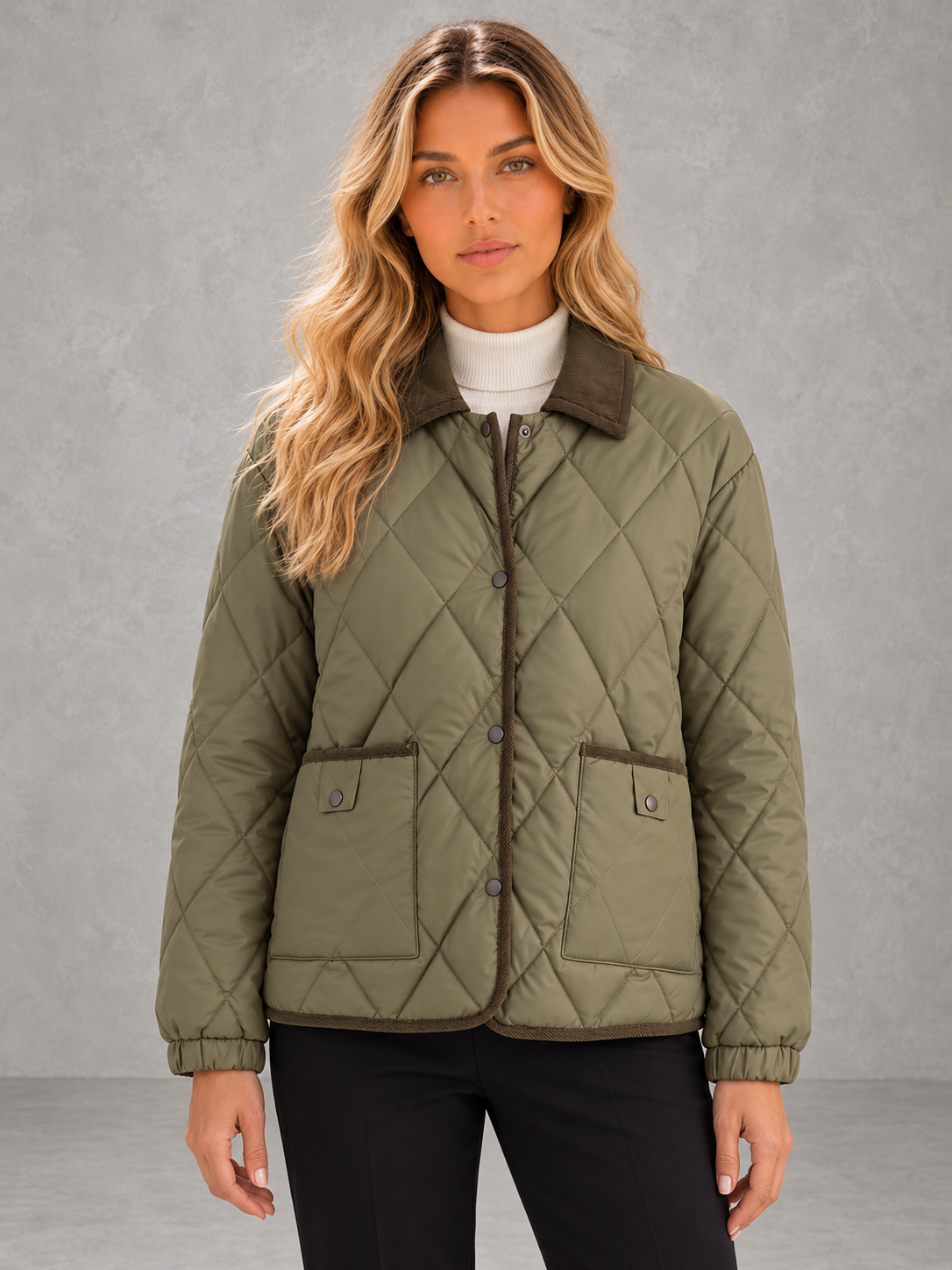Harper | Contrast-Collar Quilted Jacket