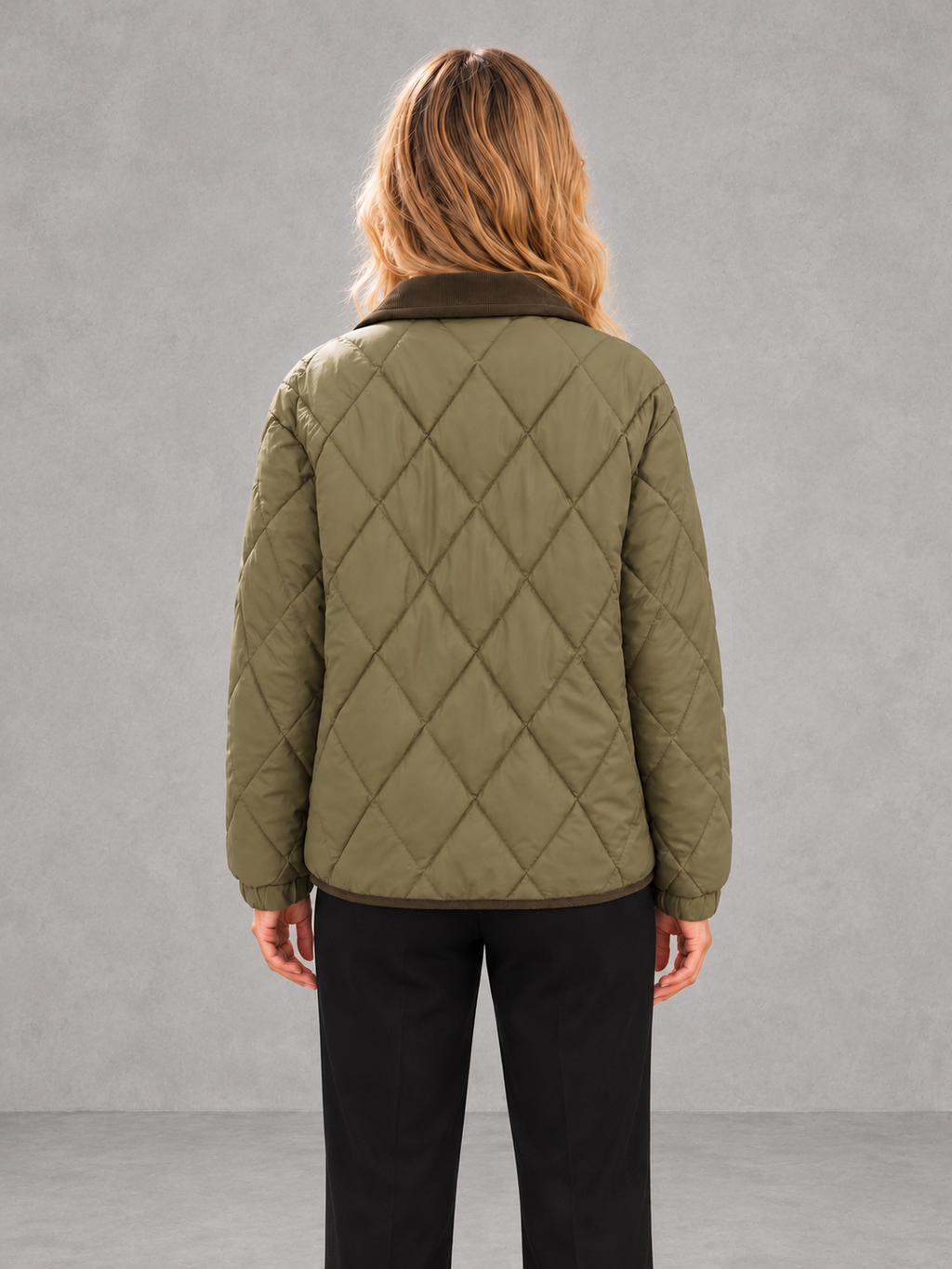 Harper | Contrast-Collar Quilted Jacket