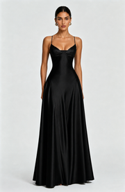 Delfina | V-Neck Satin Maxi Dress