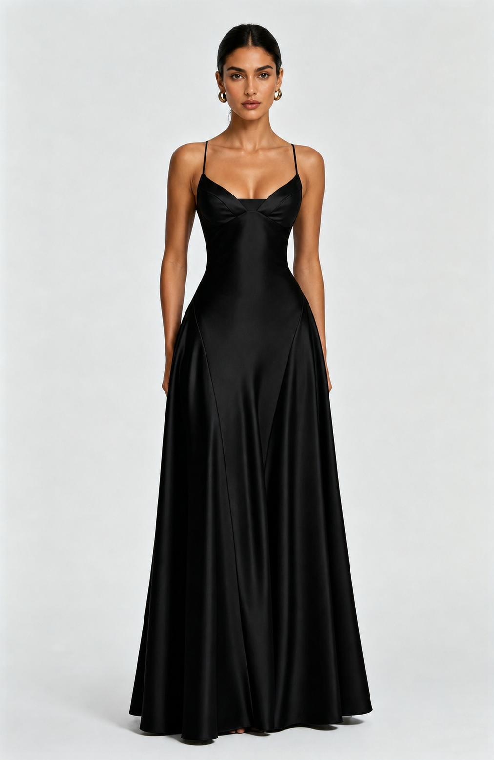 Delfina | V-Neck Satin Maxi Dress
