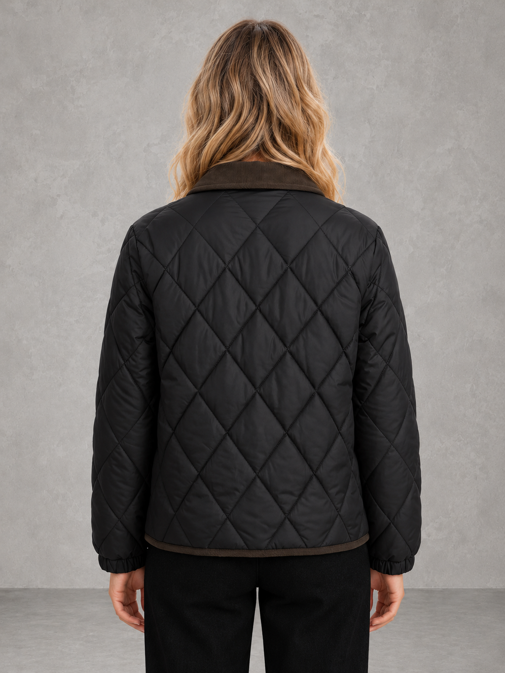 Harper | Contrast-Collar Quilted Jacket