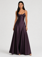 Delfina | V-Neck Satin Maxi Dress