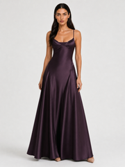Delfina | V-Neck Satin Maxi Dress