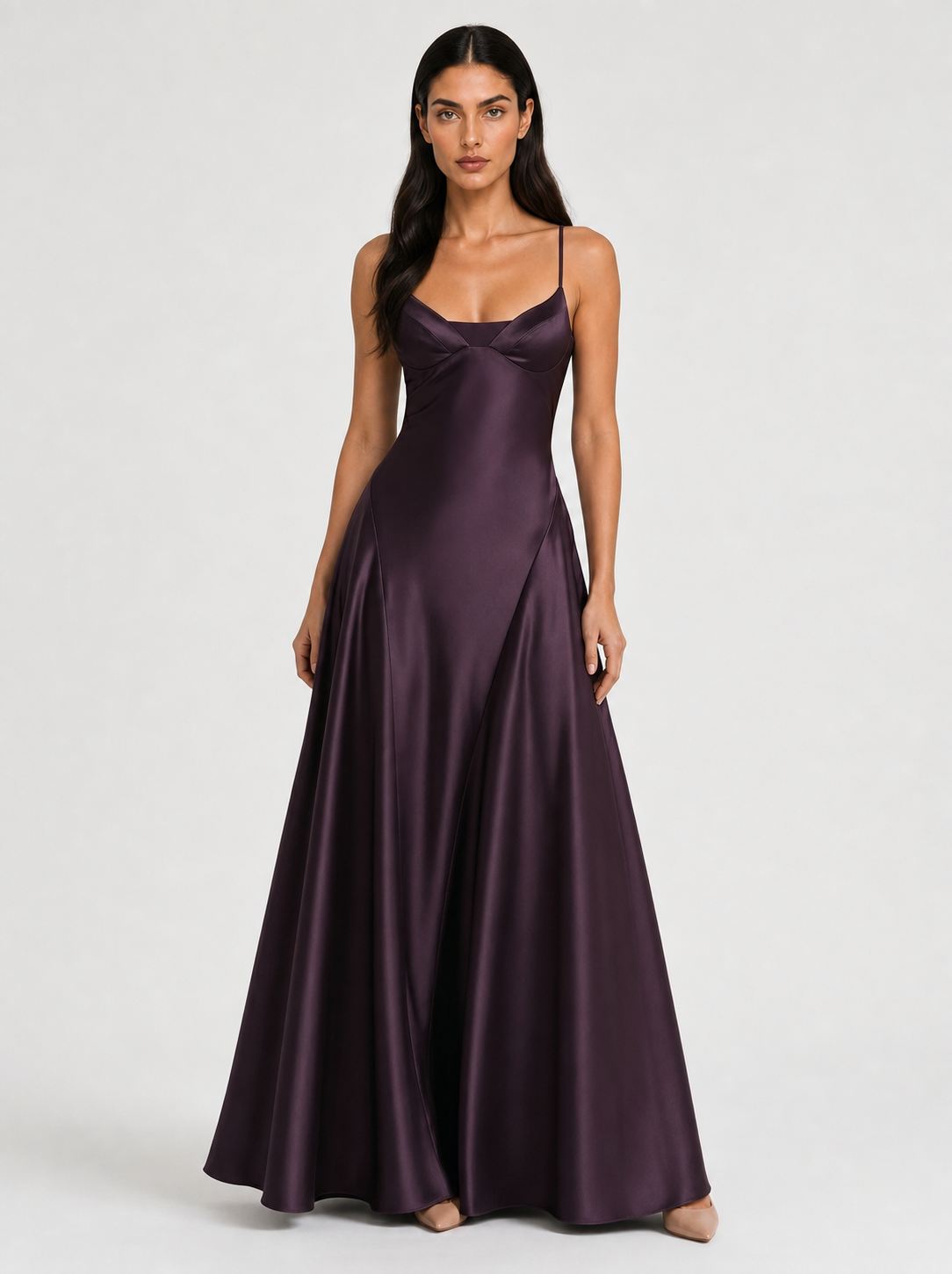 Delfina | V-Neck Satin Maxi Dress