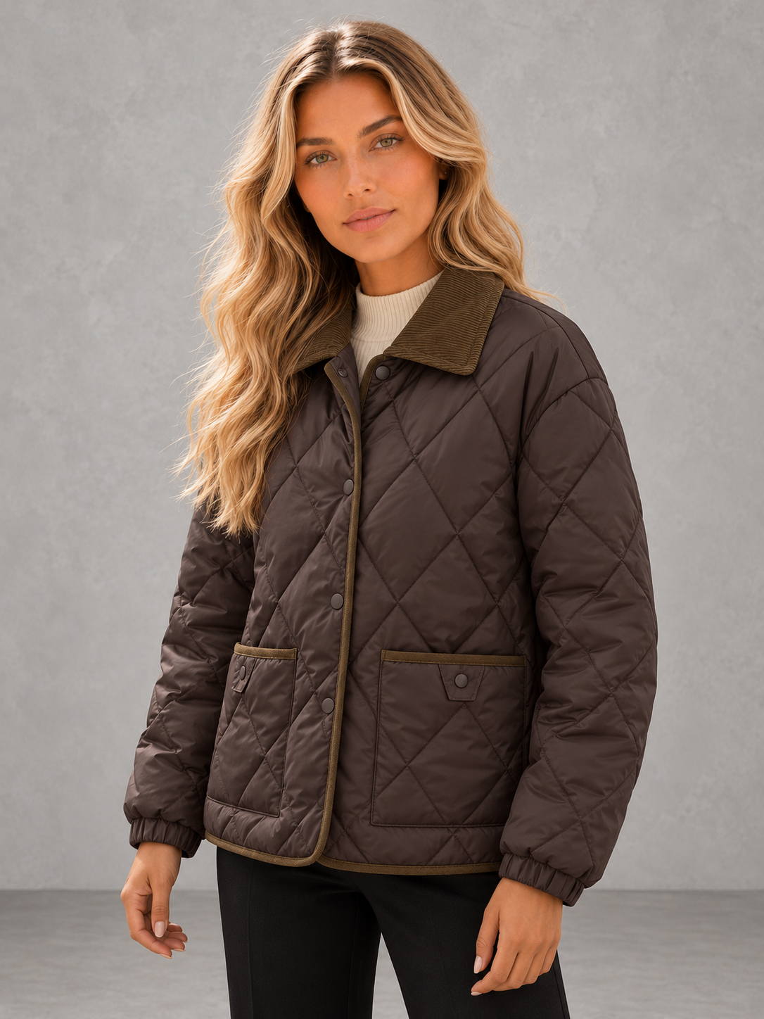 Harper | Contrast-Collar Quilted Jacket