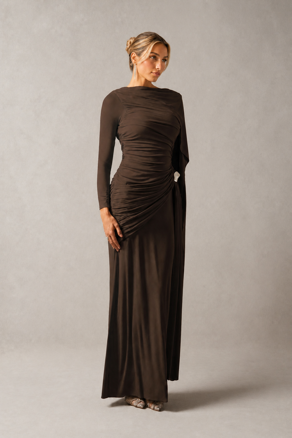 Elsie Draped Cape Sleeve Maxi Dress – product view 4
