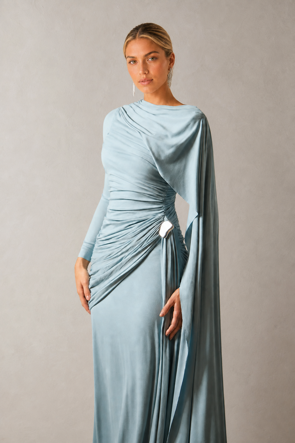 Elsie Draped Cape Sleeve Maxi Dress – product view 5