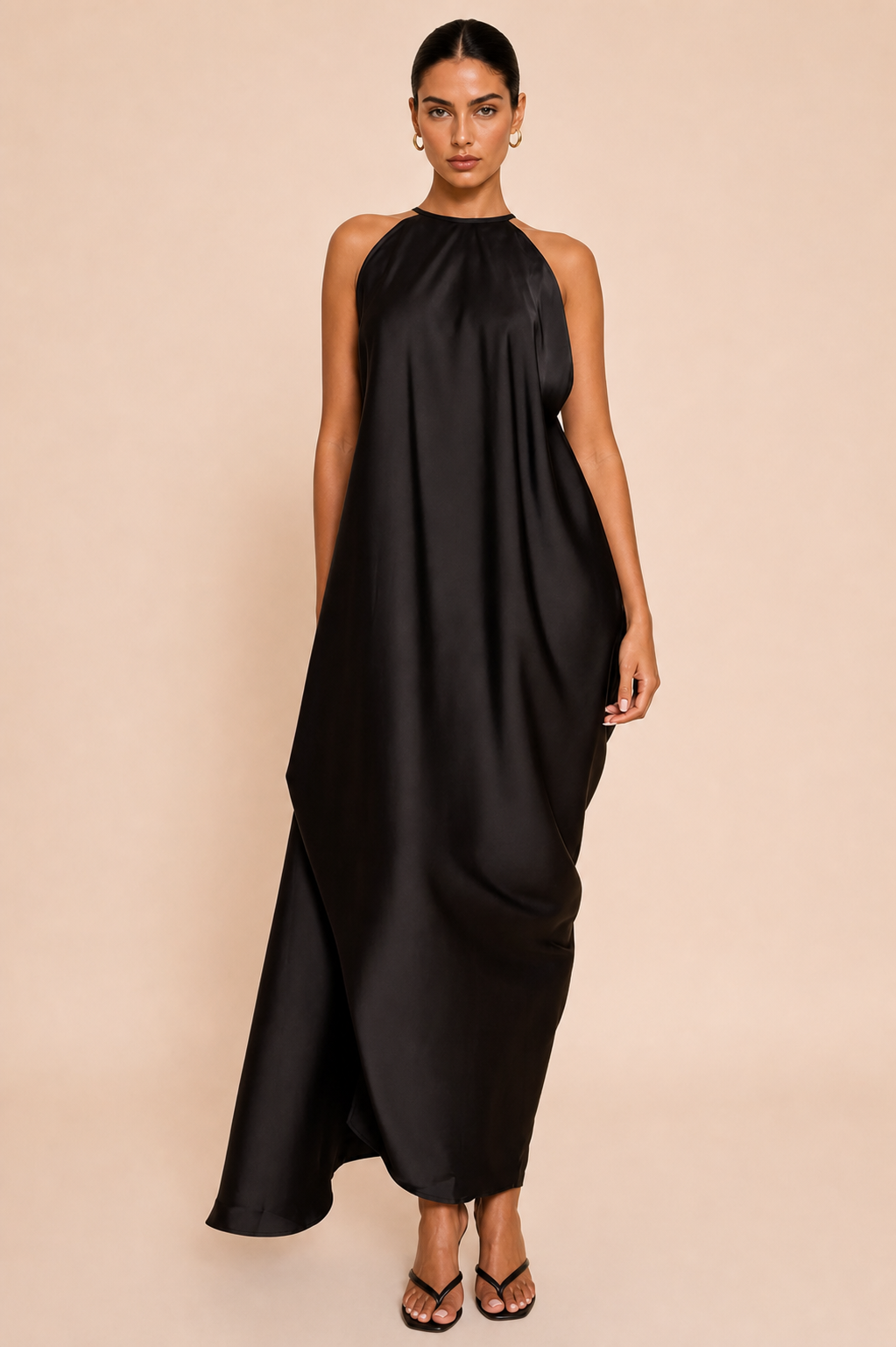 Vivianne | Cross-Back Satin Maxi Dress