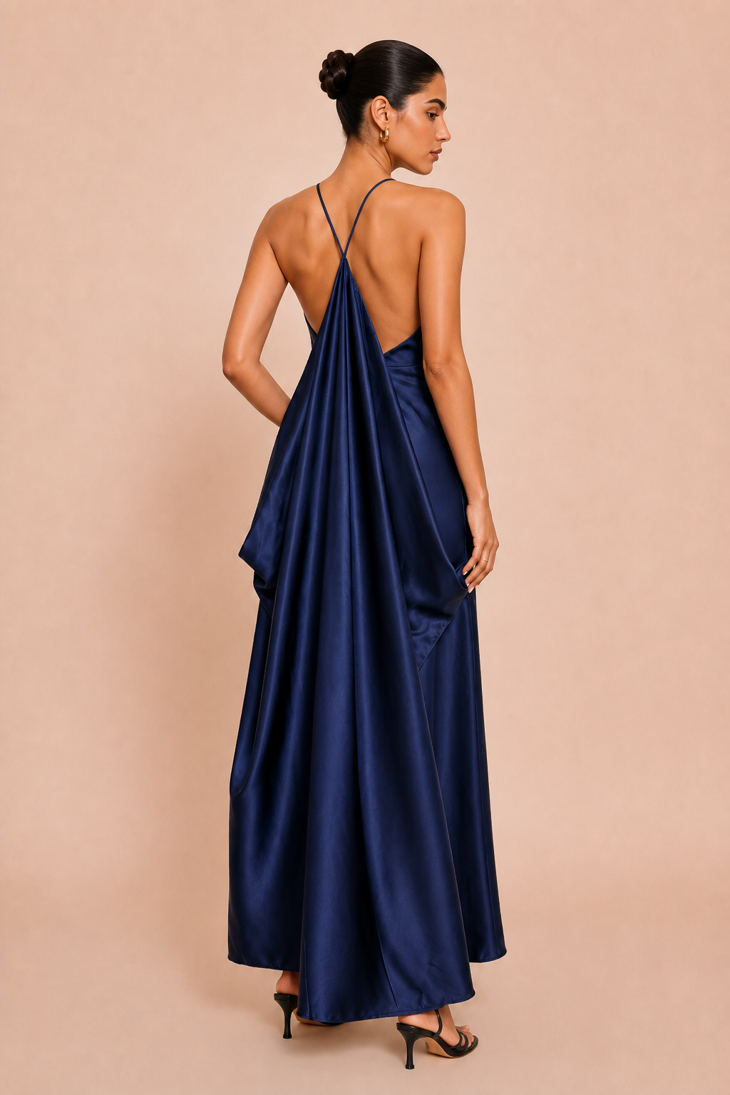 Vivianne | Cross-Back Satin Maxi Dress