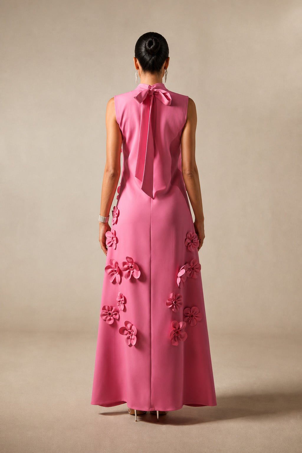 Cecilia | 3D Floral High-Neck Maxi Dress
