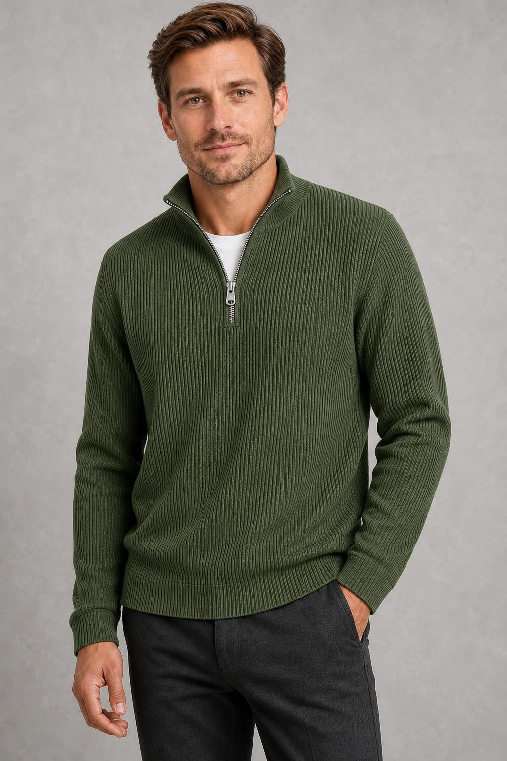 Jude | Ribbed Quarter-Zip Jumper — studio_closeup — Charles [a78bf8cf-e22c-4a9c-b0d1-553a6af82f74]