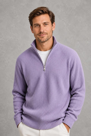 Jude | Ribbed Quarter-Zip Jumper — studio_front — Charles [521b5515-b018-40be-b806-32950a722db3]