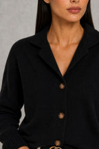 Abigail | Open-Collar Button-Front Cardigan — studio_closeup — Helena [d9b760be-bcc3-4a6f-bc99-201cb4c0dd21]