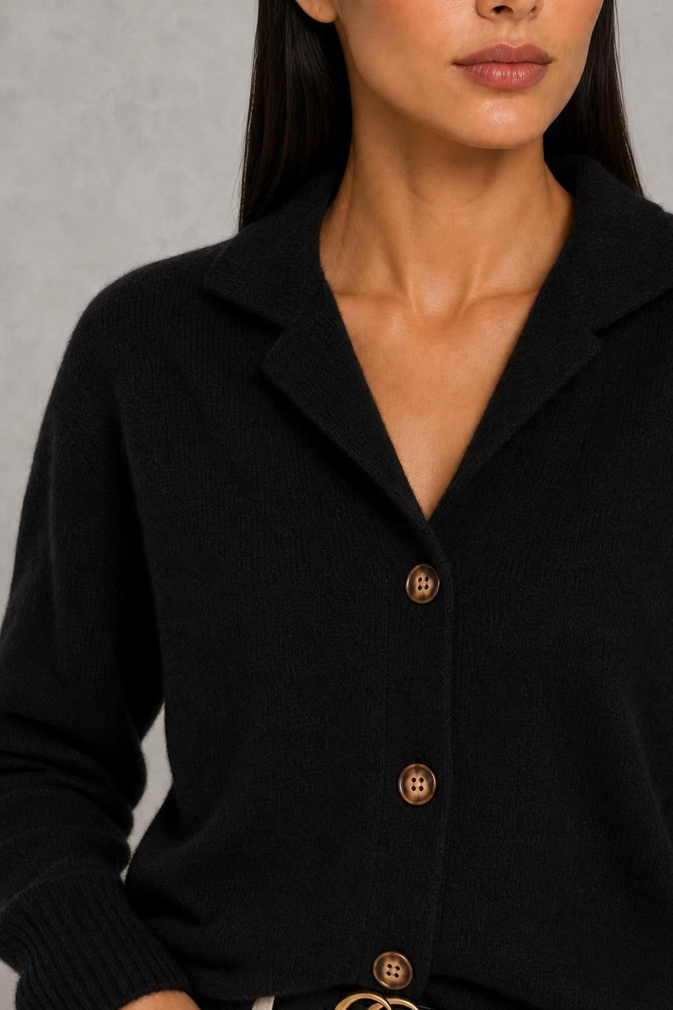 Abigail | Open-Collar Button-Front Cardigan — studio_closeup — Helena [d9b760be-bcc3-4a6f-bc99-201cb4c0dd21]