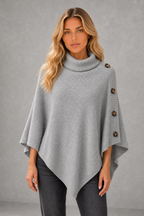 Darcie | Button-Shoulder Asymmetric Knit Poncho — studio_front — Sofia [eb175bbc-ac61-4777-b7d0-12aa63a2028c]