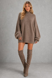 Florence | Balloon-Sleeve Knit Mini Dress — studio_front — Sofia [fc7900b4-8af5-45a7-ae00-5609de2ff01f]