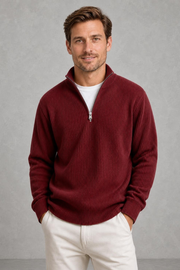 Jude | Ribbed Quarter-Zip Jumper — studio_front — Charles [a5135145-50db-4129-a272-2de7eba3b571]