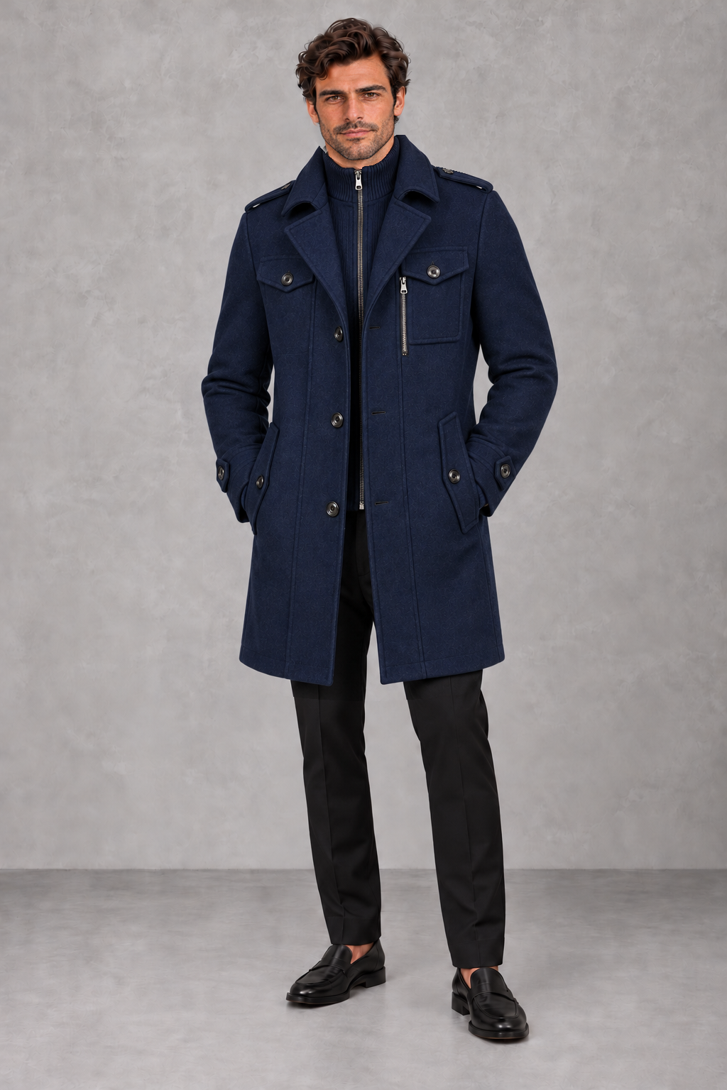 Henry | Zip-Bib Longline Overcoat — lifestyle — James [578b96a9-e813-4cf5-8cdd-e77a903bec48]