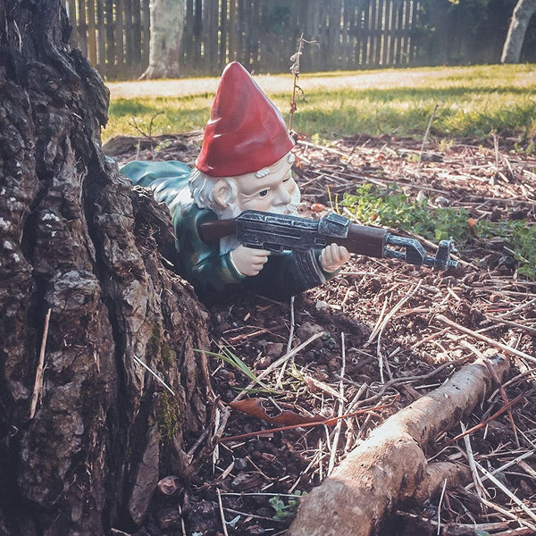 Garden Gnome Soldier Figurines for Tactical Team Decor