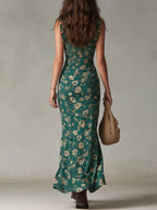 Rhiannon | Shirred-Bodice Floral Maxi Dress